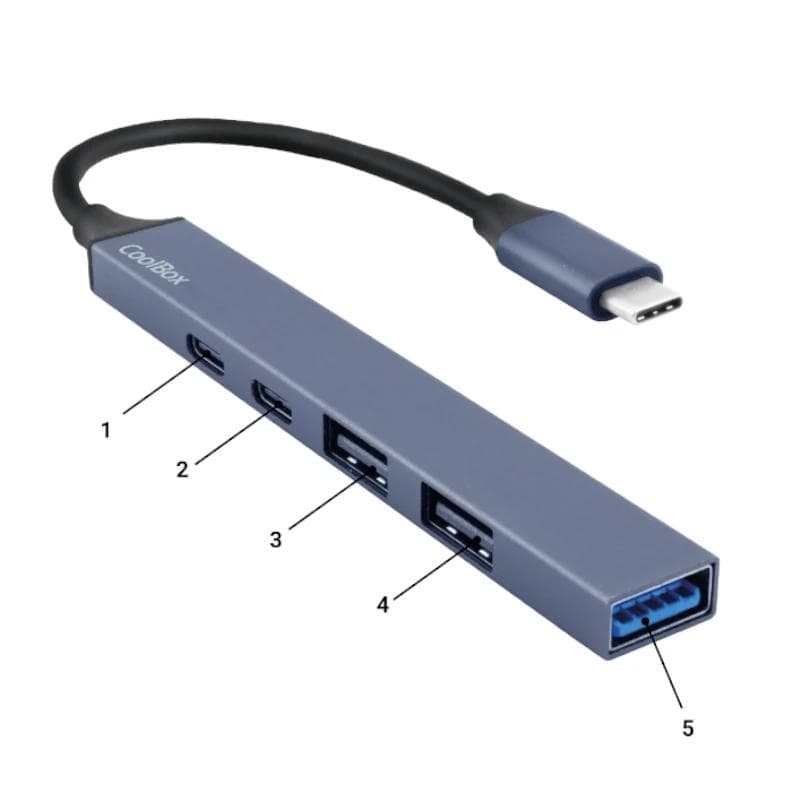 Coolbox HUB4 Lite USB-C / A 4 Puertos Aluminio
