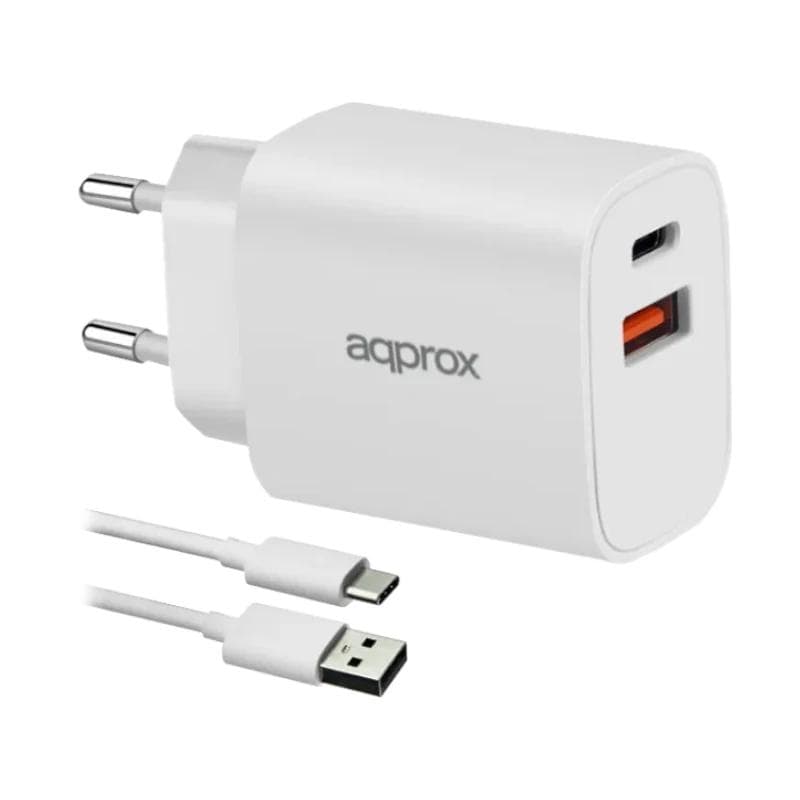 APPROX CARGADOR 20 W QC 1 X USB A+ 1 X USB C+CABLE