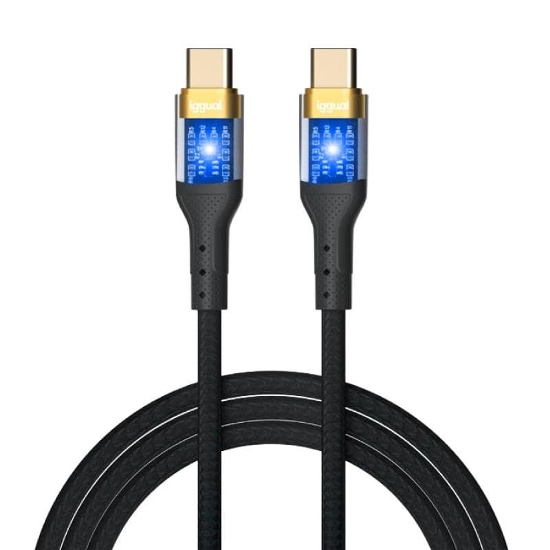 iggual Cable USB-C a tipo C 3A 100 cm trenzado LED