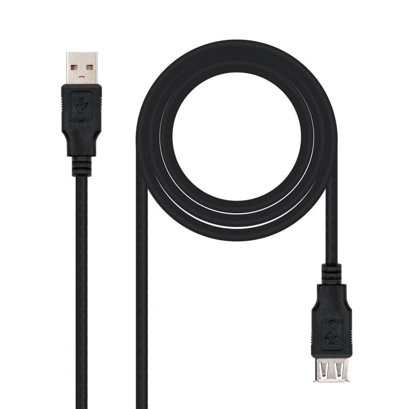 Nanocable Cable USB 2.0, tipo A / M-A / H, Negro, 3m